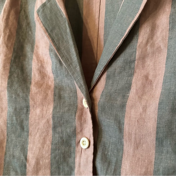 Madewell 100% Linen Resort Shirt Striped size L - Picture 7 of 8